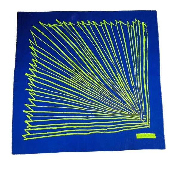 Geoffrey Beene Purple and Lime Green Silk Scarf - Signed - Picture 8 of 11